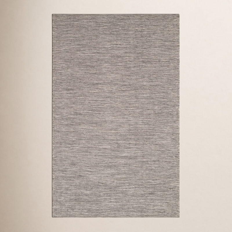 Tapis intérieur / extérieur gris uni tissé à la main, Rectangle de 5 pi x 8 pi
