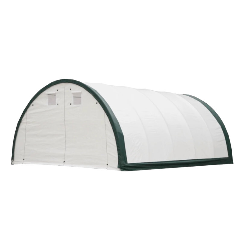 Abri de rangement à arc en treillis simple l 20 pi x P 42 pi, couvercle en polyéthylène robuste 11 oz, structure en acier galvanisé