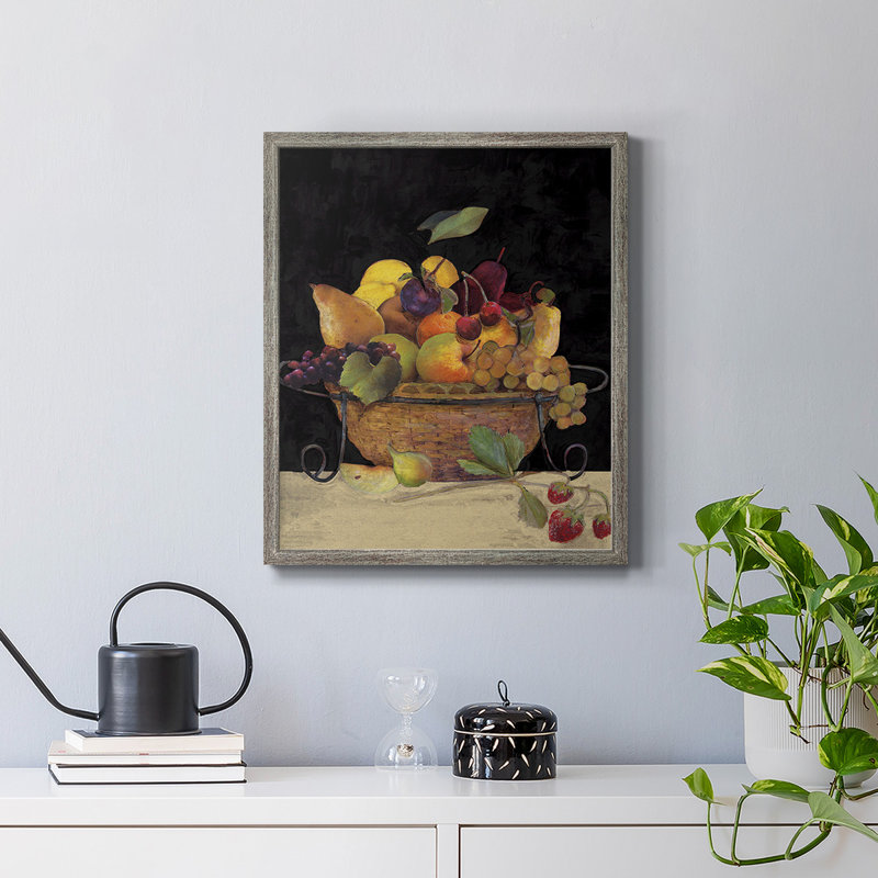 Fruit Basket II Revisit, toile encadrée de qualité supérieure - prête à être accrochée, Argent patiné, H 24 po x l 20 po
