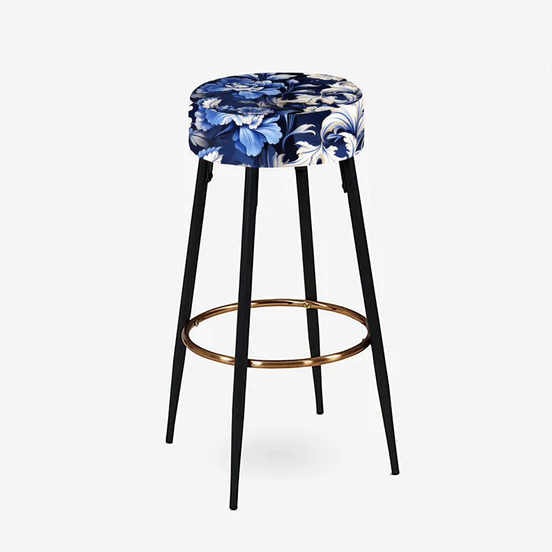 Ensemble de 2 tabourets de bar à motif victorien néo-gothique bleu