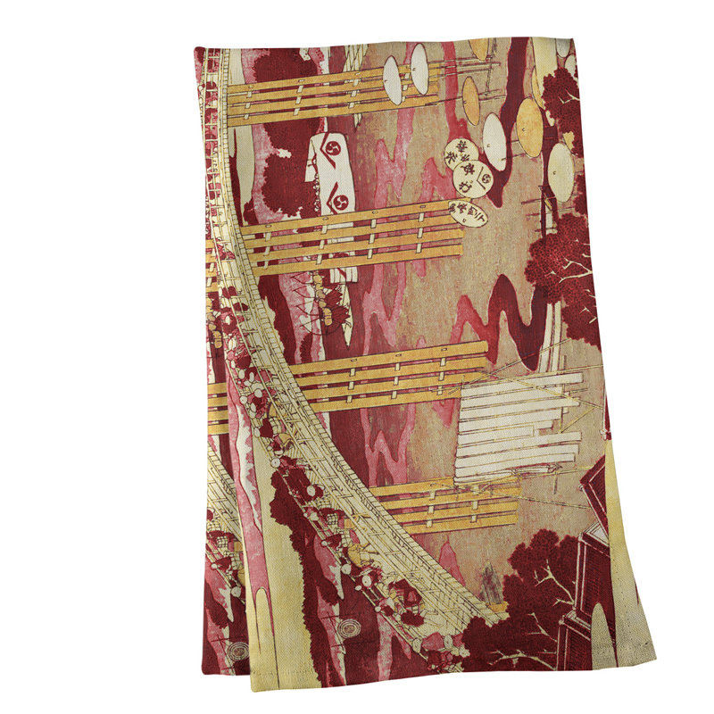 Serviette de thé japonaise bridge, Polyester sergé, Brun