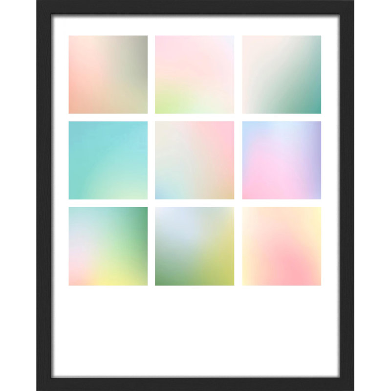 «Pastel Gradient Squares Color Block» sur papier, Noir, H 14 po x l 11 po