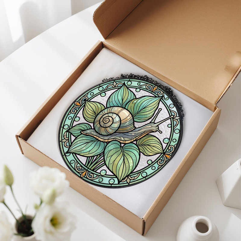 Panneau de vitrail Snail Art, H 7,8 po