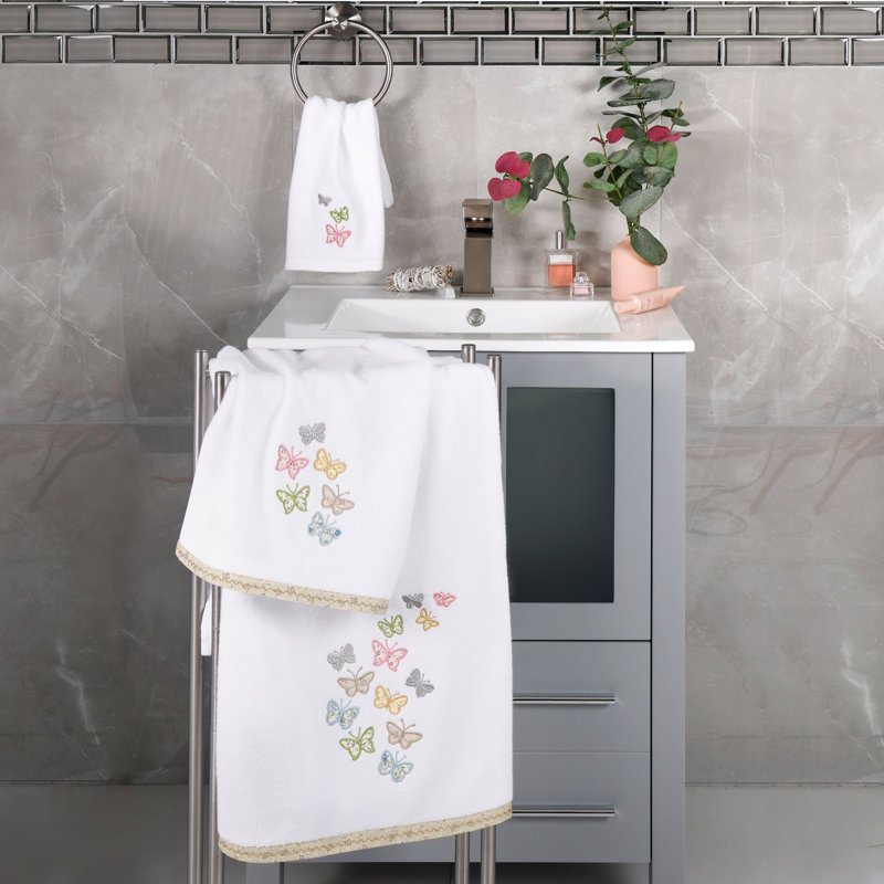 Ensemble de serviettes 100% coton turc, Blanc, Ensemble de 2 essuie-mains 2 pièces