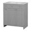 de salle de bain gris avec lavabo en céramique, rangement spacieux et design moderne