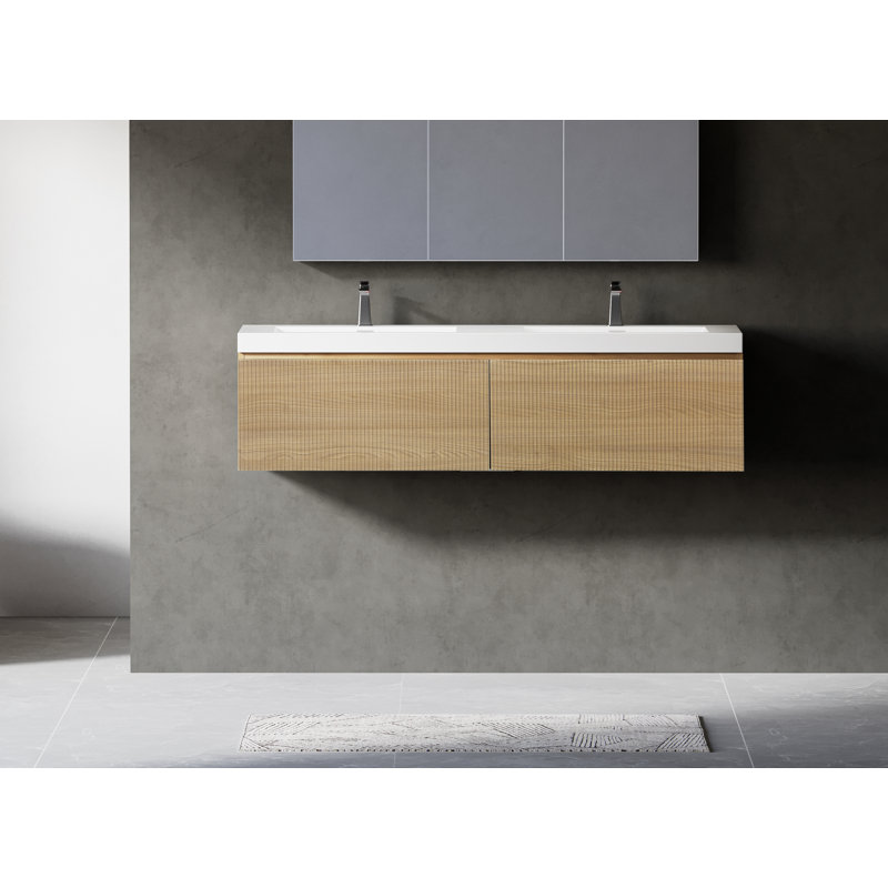 Meuble-lavabo moderne en chêne écologique avec bois d'ingénierie, idéal pour les maisons contemporaines