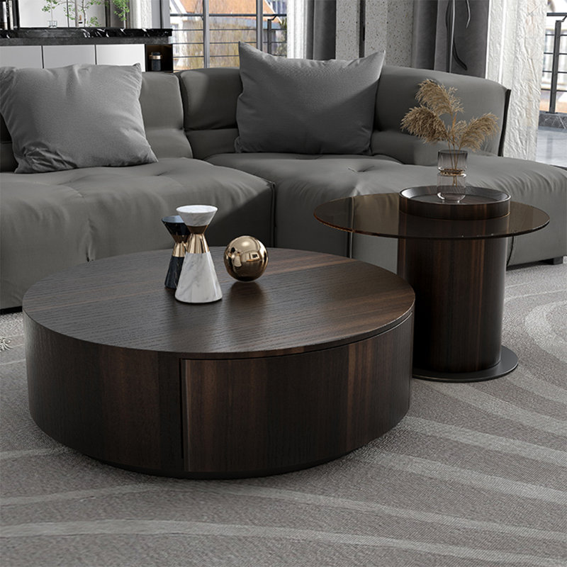 Modern simple round coffee table combination, 11.8" H x 31.5" L x 31.5" W