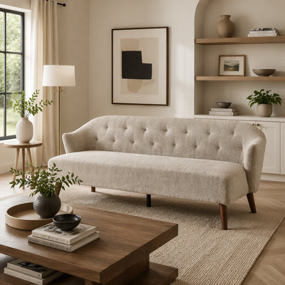 Modern 3-seater Sofa 73.6" Tufted Upholstered Couch Comfy Upholstered Sofa for Living Room, Apartment, Brown