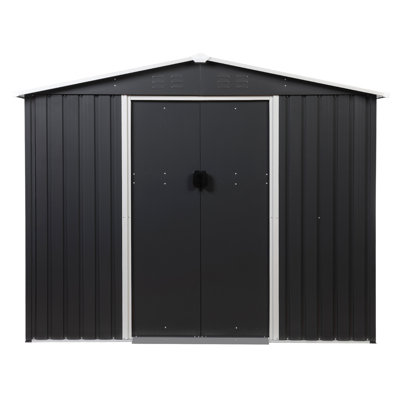 8 X 12 Ft Outdoor Storage Shed, Metal Garden Shed W/ Lockable Sliding Doors, Vents, Large Tool House For Backyard Patio Lawn, Carbon Black -  A WELL, HG61L1362-cyz