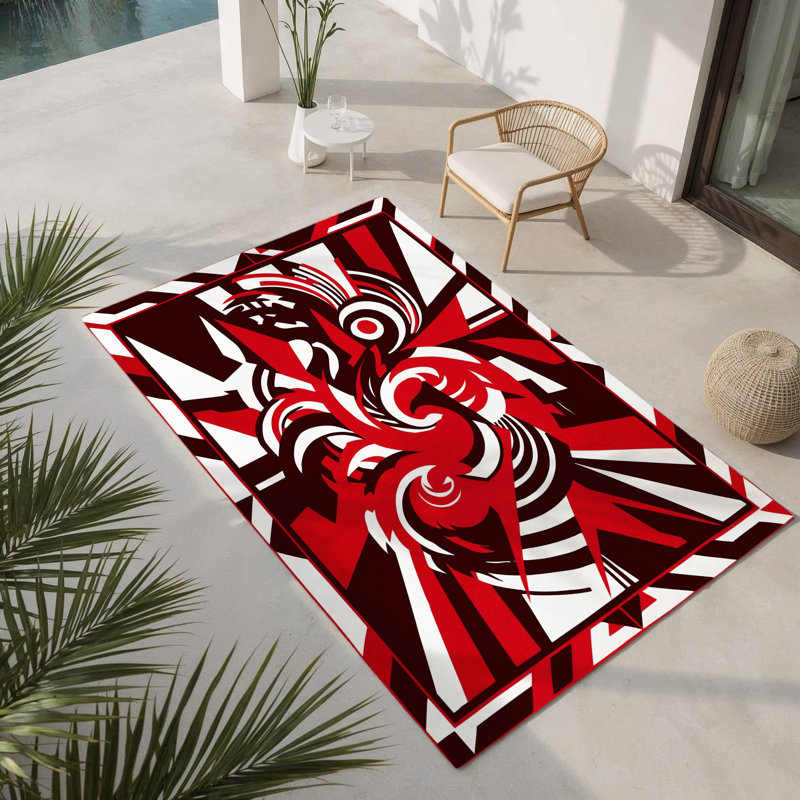 Crimson Eclipse Indoor And Outdoor Area Rug, Rectangle 5' x 7'