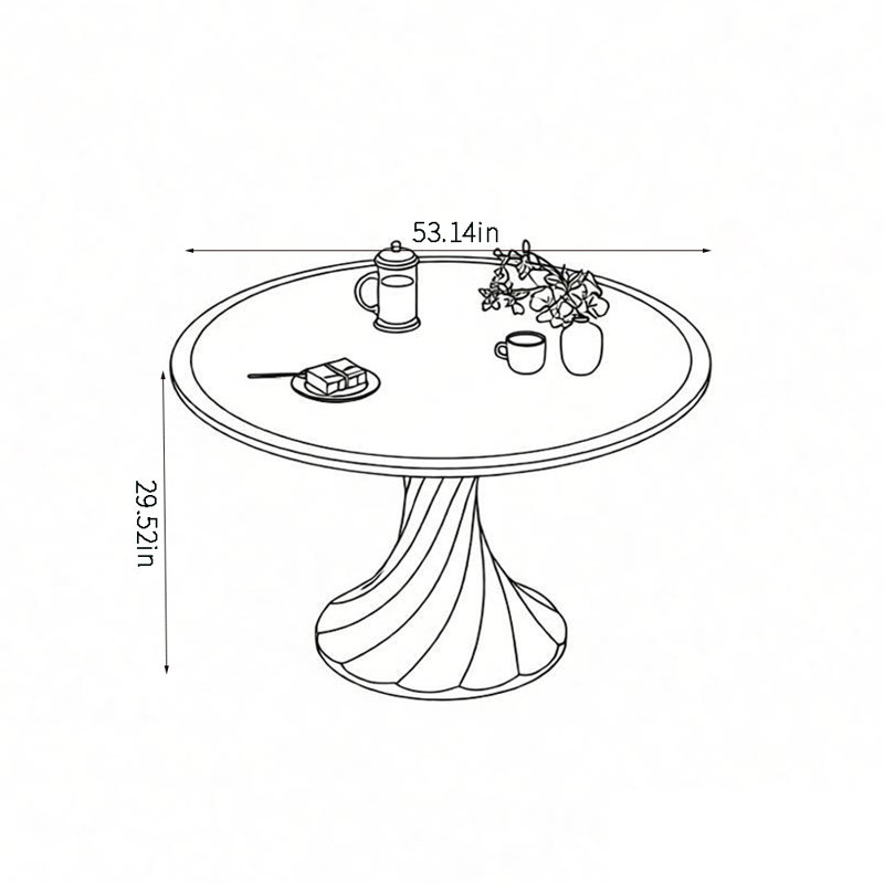 Table de salle à manger ronde simple et élégante pour un usage domestique, H 29,52 po x L 53,14 po x l 53,14 po
