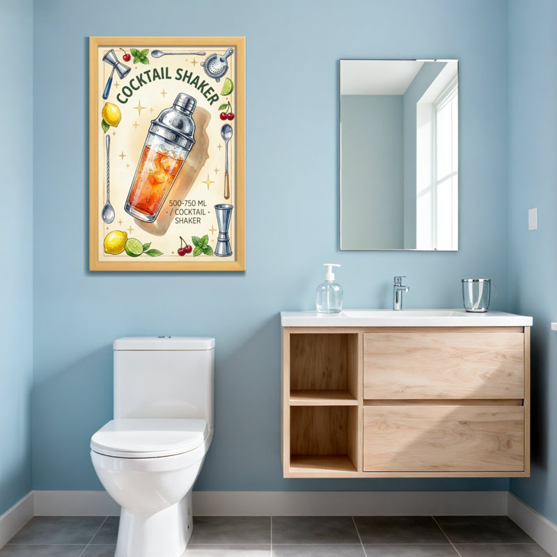 Shaker à cocktail avec fruits et outils, H 24 po x l 16 po, Toile tendue, Ne s’applique pas