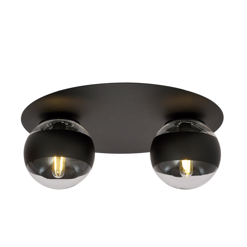 Glass Flush Mount, 22cm H x 10cm W x 10cm D, Transparent/Black