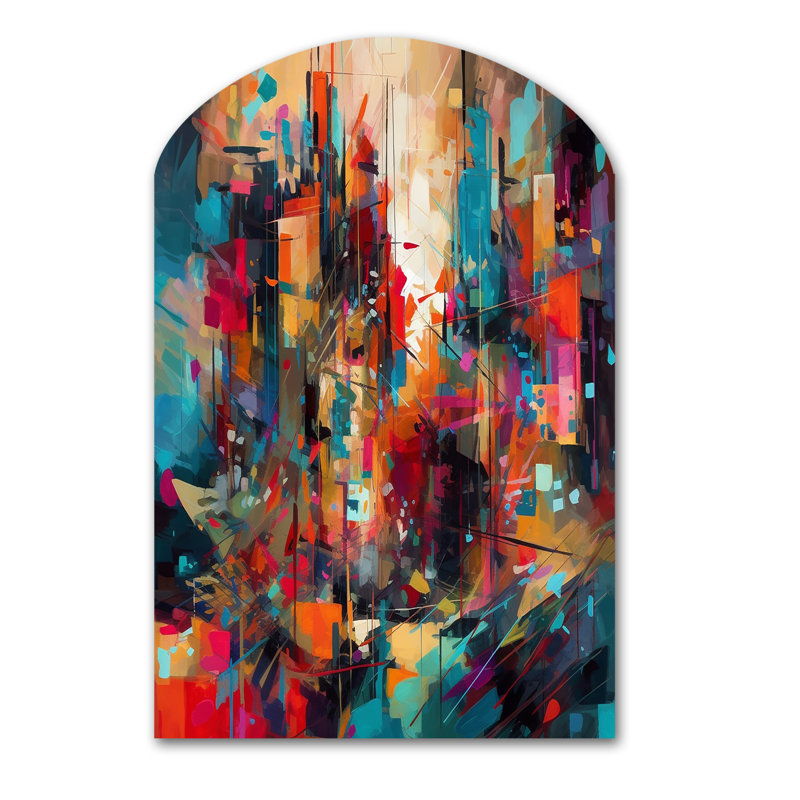 Cheuk - impression d'arche géométrique sur métal, décoration murale asymétrique moderne en métal, H 43 po x l 33 po