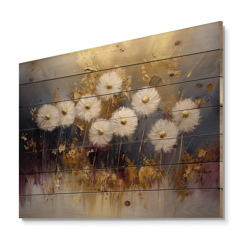 Golden Dandelion Harmony - Décoration murale en bois de pissenlit - sur bois de pin naturel, H 10 po x l 20 po x P 0,78 po