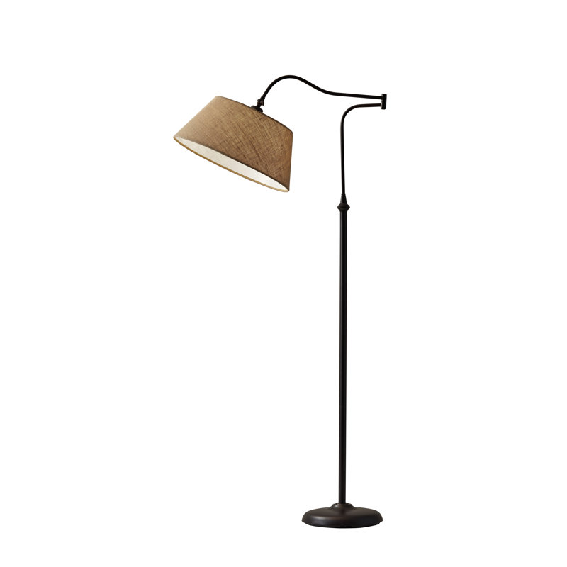 Lampe sur pied à bras pivotant Theodora, Bronze antique, Kaki, H 61 po x l 17 po x P 29 po