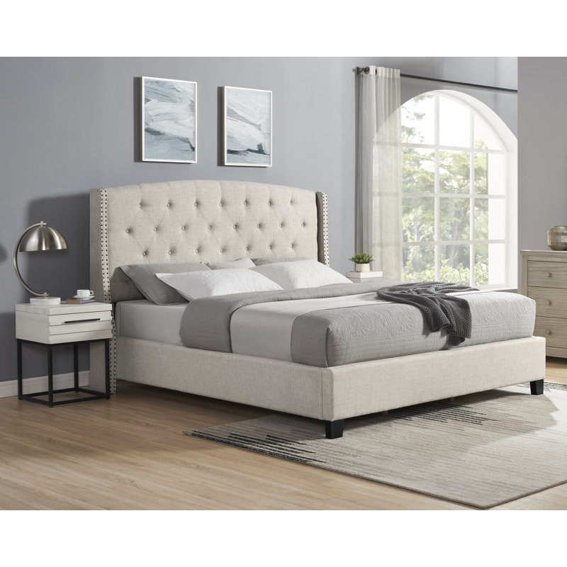 Odeen 3-Piece Bedroom Set, Tan/White Nightstands, King