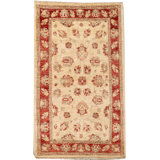 Hand-Knotted High-Quality Cream and Red Area Rug