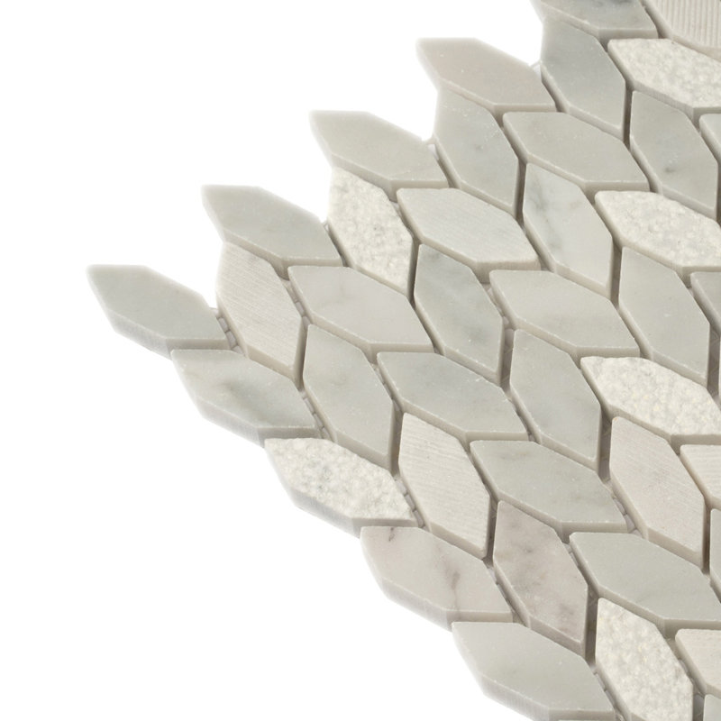 11.8" x 12" Marble Novelty Mosaic Wall & Floor Tile, White/Gray