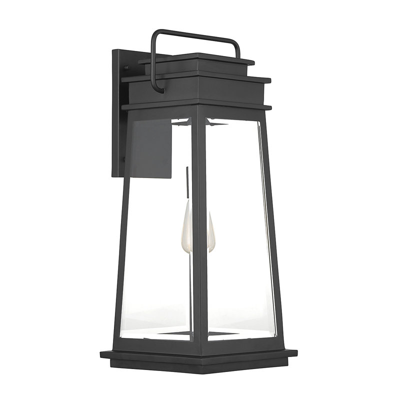 Boone 1-Light Outdoor Wall Lantern in Matte Black, 24.75" H x 10.25" W x 11.5" D