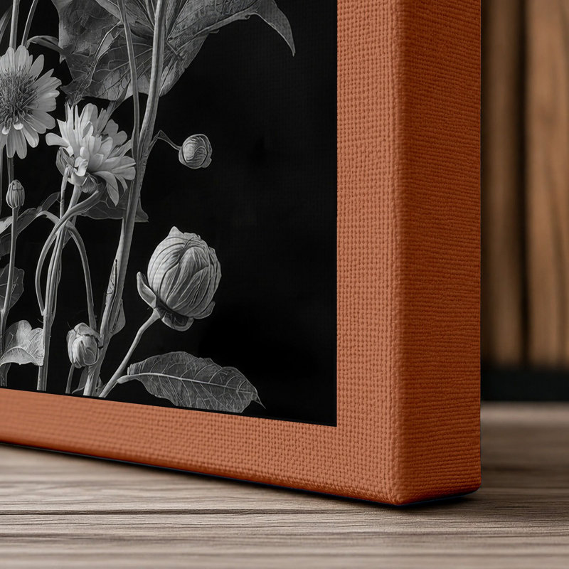 Daisy Cluster Botanical - Wrapped Canvas, 24x16 - 61.0 x 40.6 cm, Terracotta Border