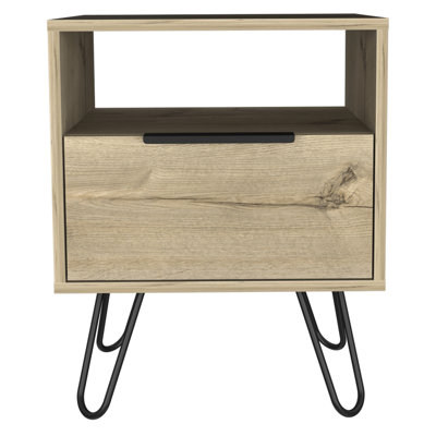 Light Oak 1-Shelf 1-Drawer Nightstand