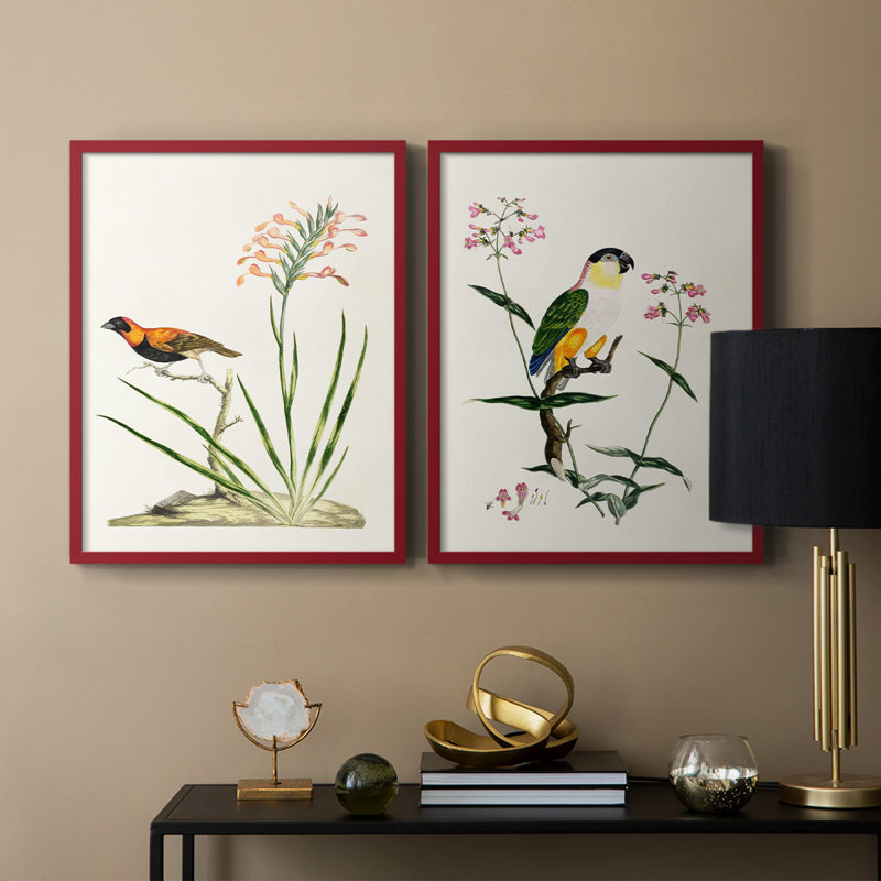 Oiseau dans l'habitat III - reproduction encadrée de qualité supérieure - prête à être accrochée - aucun clou requis - aucun clou requis