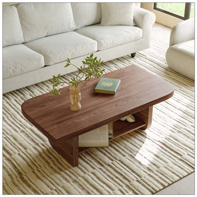 Table basse 47,2 "en éventail avec tablette de rangement inférieure