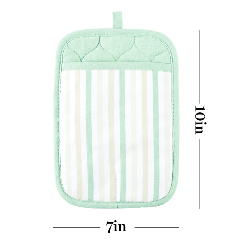 Mint Green Silicone Grip Cotton Pot Holder Set, 2-Pack
