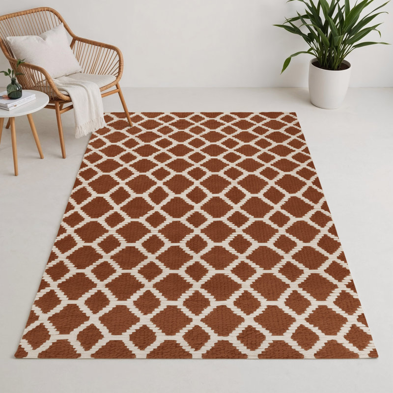 Tapis brun intérieur et extérieur Trellis, Rectangle 5 pi x 7 pi