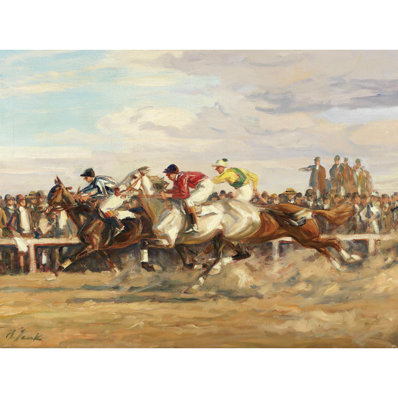 Horse Race by Angelo Jank - No Frame Painting on Canvas, 70cm H  x 100cm W  x 4cm D