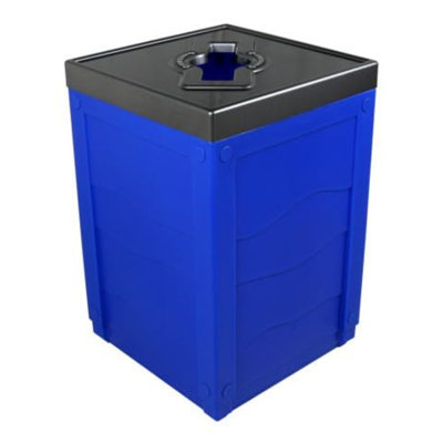 Sturdy Essentials Reform 50 Gallon Cube Recycling Bin For Mixed Recycling In Commercial Spaces - Arenas, Schools, Offices, And All Public Spaces - Mixed Recycling