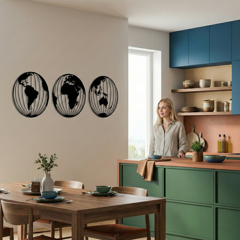 Handmade Traditional Geography Wall Decor on Metal