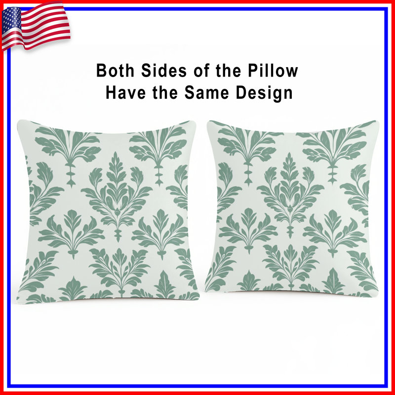 Green Leafy Damask Double Sided Throw Pillows, 26 x 26 pouces