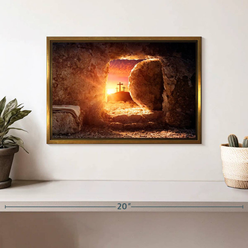 Resurrection Of Jesus Christ, 13" X 9", Floating Frame Gold