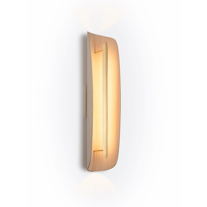 Grata LED Wall Sconce, Brushed Brass, White Washed Oak, 3500K - Cool White