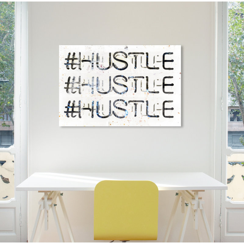 «Hustle» par Oliver Gal - impression d'art textuel, H 24 po x l 36 po, Toile tendue