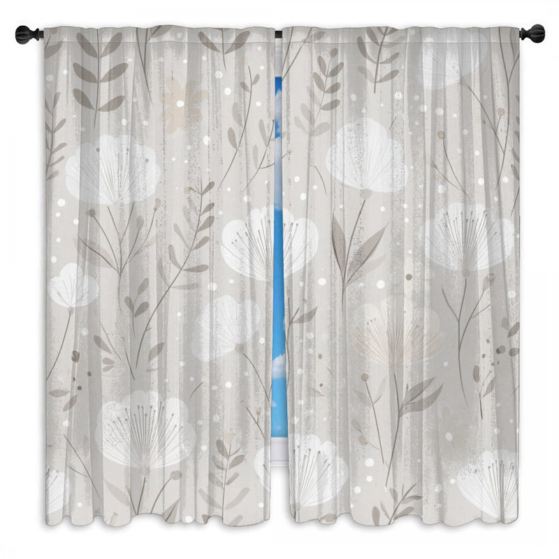 Motif de rideaux de fenêtre à motif floral transparent et obscurcissant - 2 panneaux, Obscurcissement de chambre