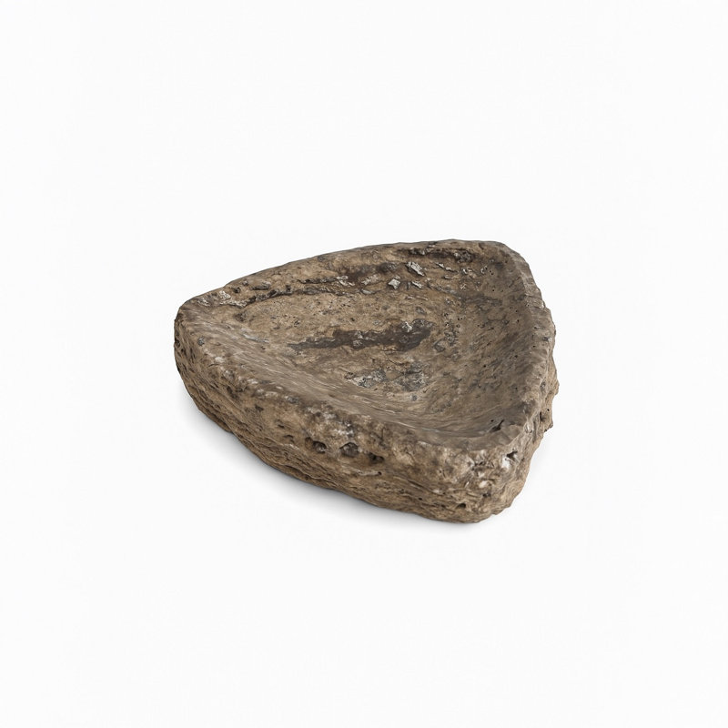 Bol gris en forme de travertin à bord brut