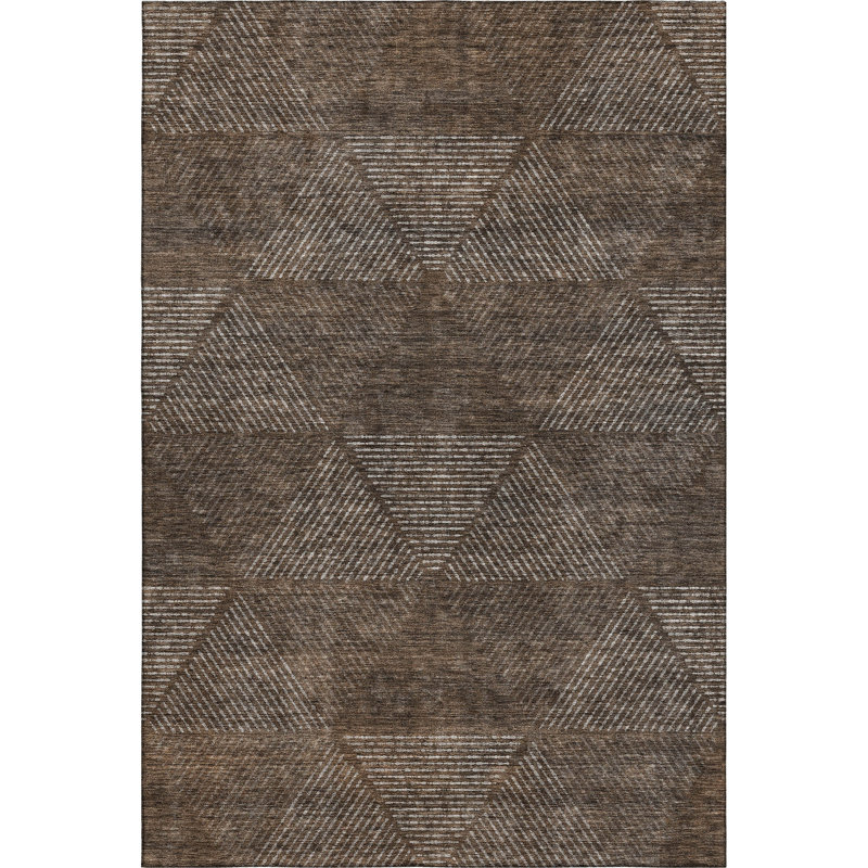 Premium Machine Washable Prisco Brown Rug, Rectangle 8' x 10'