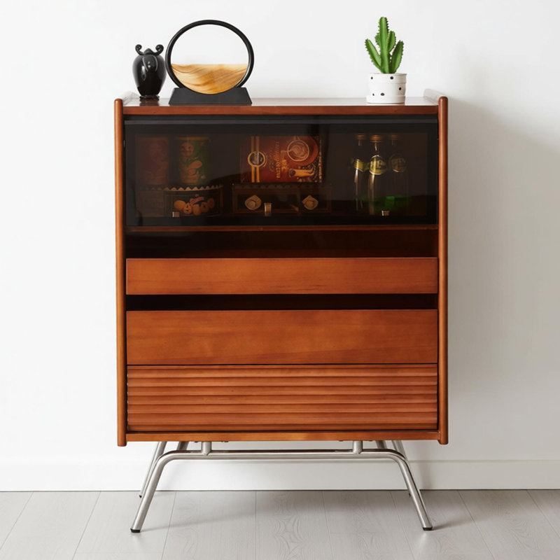 Commode d'appoint rétro avec rangement multifonctionnel, H 39,37 po x l 27,55 po x P 15,74 po
