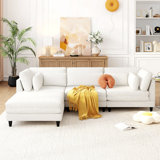 Modern Modular Sectional Sofa With Movable Ottoman, 110 Inch 4 Seat  Sofa Set With 5 Pillows, Unique Piping Stitch Design, Convertible L-Shaped Sofa For Living Room, Office & Spacious Rooms