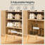 Armoire à chaussures en rotin naturel, armoire à chaussures avec tablettes réglables