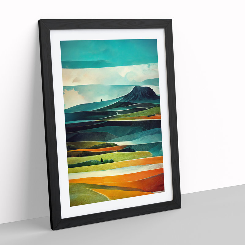 Meadow Landscape Abstract No.5 - Framed Print, Black, 64cm H x 46cm W x 2cm D