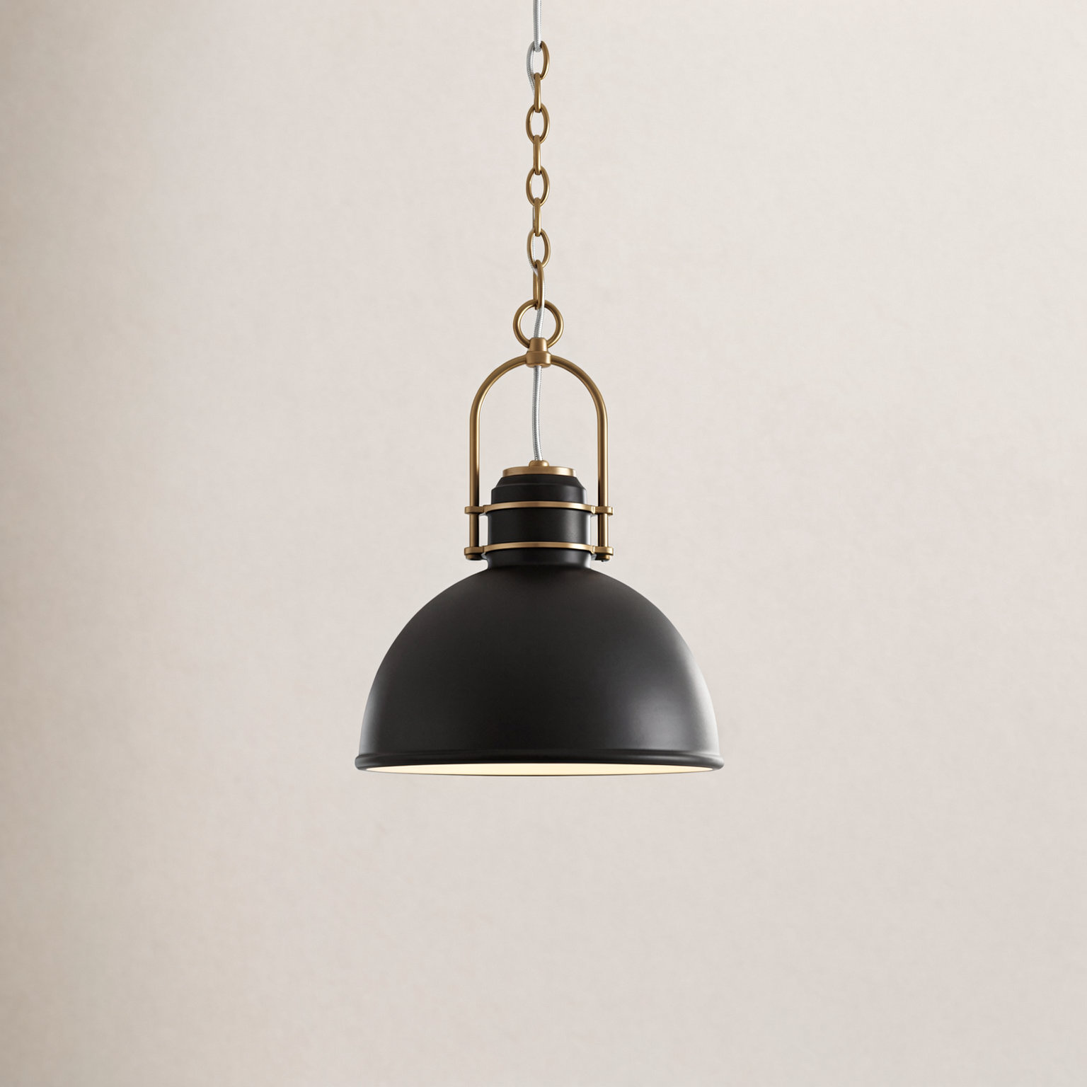 Single Light Metal Dimmable Pendant, Midnight Black