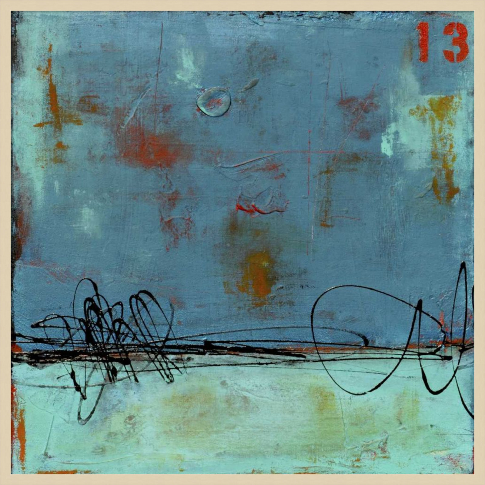 Blue Bay Marina I Print by Erin Ashley, 41" H x 41" W, Brown