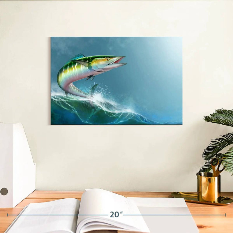 Wave Riding Wahoo Fish, 8" H x 12" W