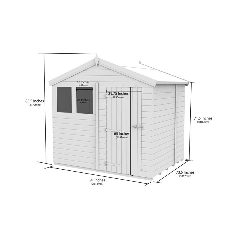 Apex Shed - Double Door with Windows, 8ft x 6ft