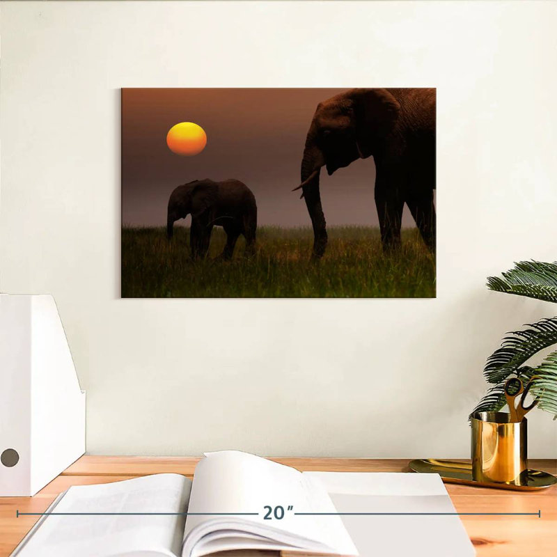 Famille d'éléphants Brampt, H 8 po x l 12 po