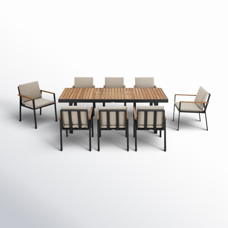 Ajai 8 - Person Metal Patio Dining Set with Rectangular Table